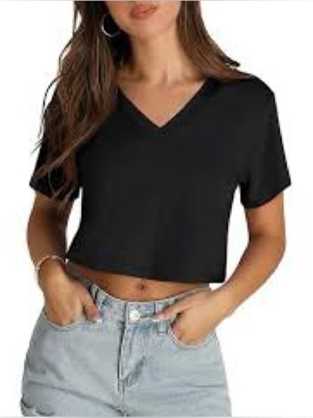 ♥️5/$25♥️Lole Black Ribbed V-Neck Short Sleeve Tee